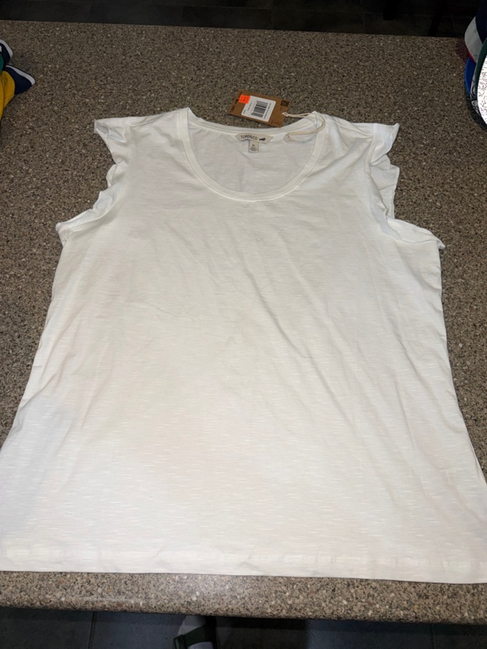 Toad&Co White Ruffle Sleeve Tank